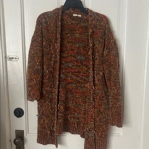 Maurices Multicolor Marled Rust Open-Front Cardigan